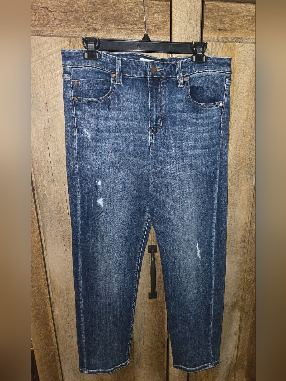 Liverpool Classic High-Rise Dark Blue Women’s Jeans WIth Distressing Size 14/32